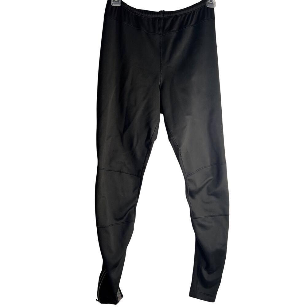 Performance Black Stretchy Poly PU Spandex Zipper Leg Bicycle Pants Riding XL